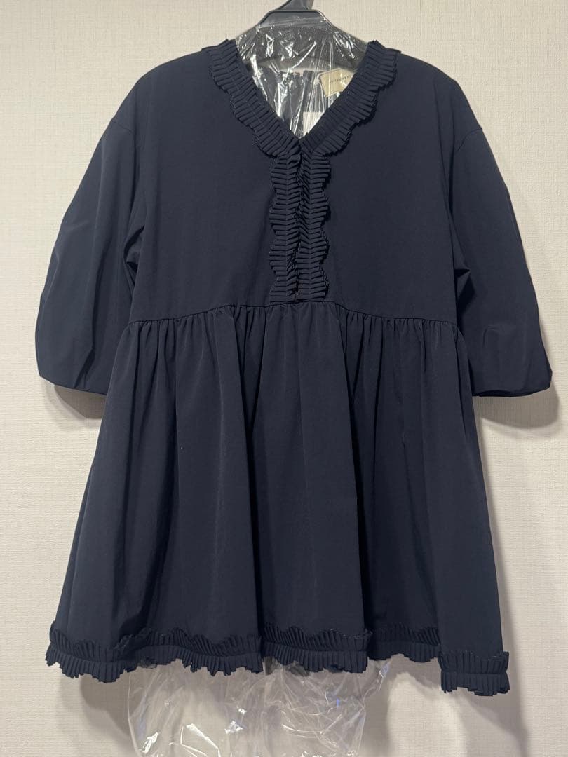 UNITED ARROWS タック フリルVネック ハーフスリーブ ブラウス