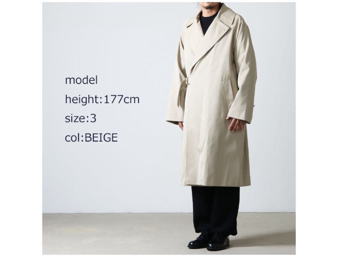 【極美品】comoli コットンギャバタイロッケンコート　ライナー付き　サイズ3