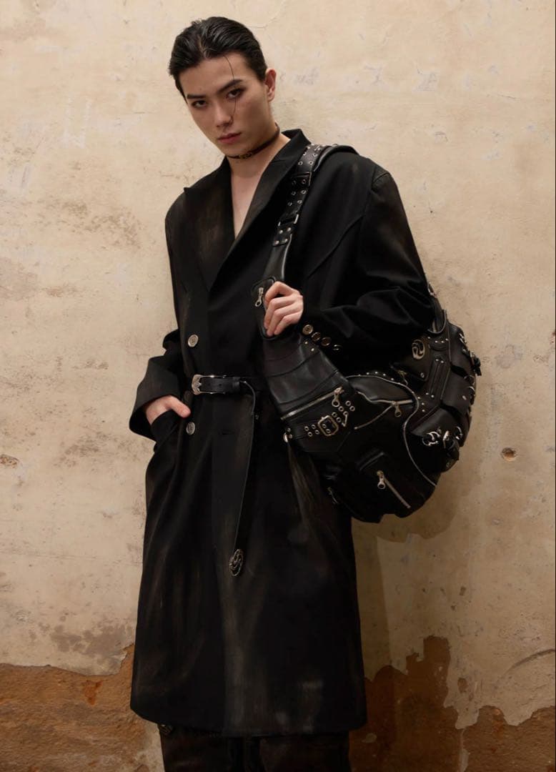 最終価格 PERSONSOUL ダブルブレスト トレンチコート M 黒