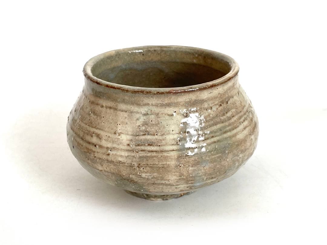 陶芸家　岡部嶺男　粉引　塩筍茶碗　茶盌　抹茶碗　岡部美喜識箱　加藤唐九郎