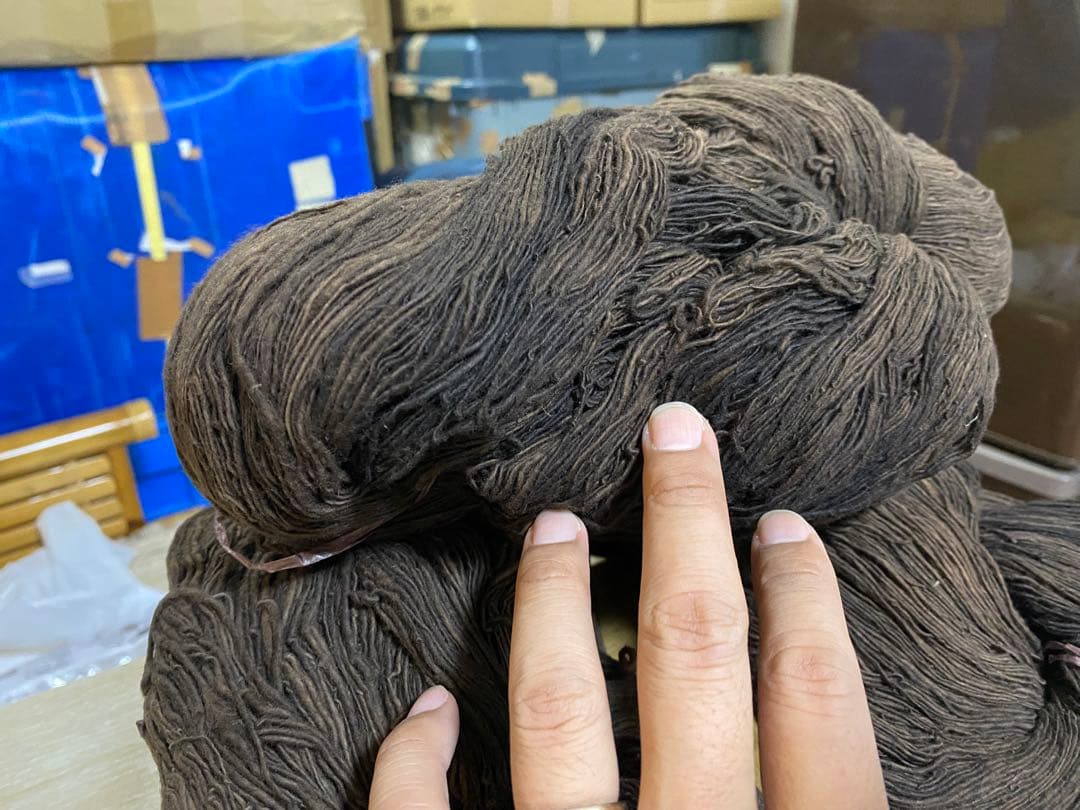 訳あり　RWDORO−Y01 カリン泥染め木綿糸*1,144g　手紡糸