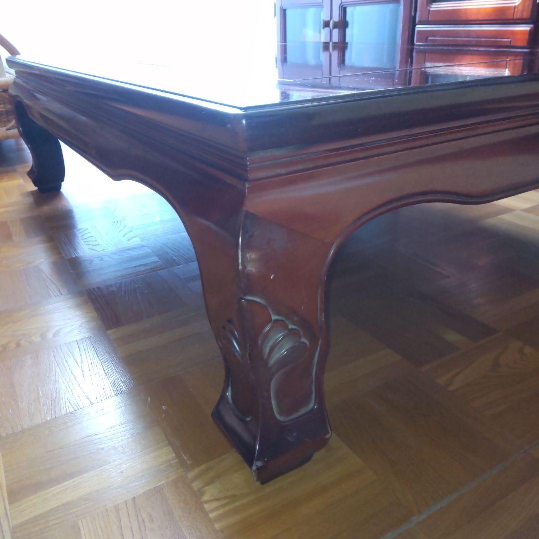 50年前くらいに購入した 伝統的な木製座卓 光沢仕上げ 野田産業