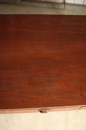 古い大きな木製の机　引き出し3杯　テーブル