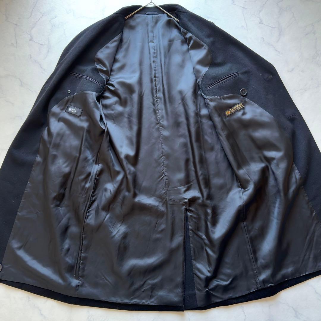 【HUGO BOSS × Loro Piana】ダブルブレストロングコート 黒