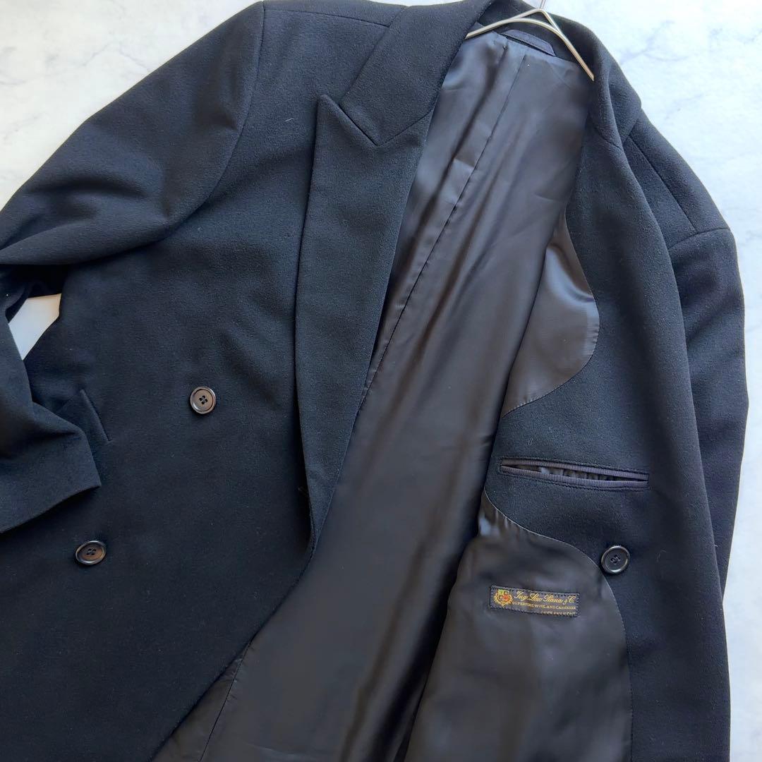 【HUGO BOSS × Loro Piana】ダブルブレストロングコート 黒