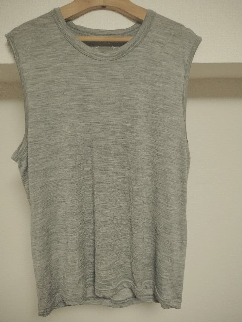 メリノウール ノースリーブタンクトップ L グレー
