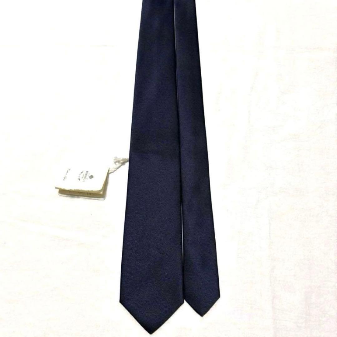 新品　ルイジボレッリ　ネクタイ　濃紺　ダークネイビー　無地　ソリッド　タグ付