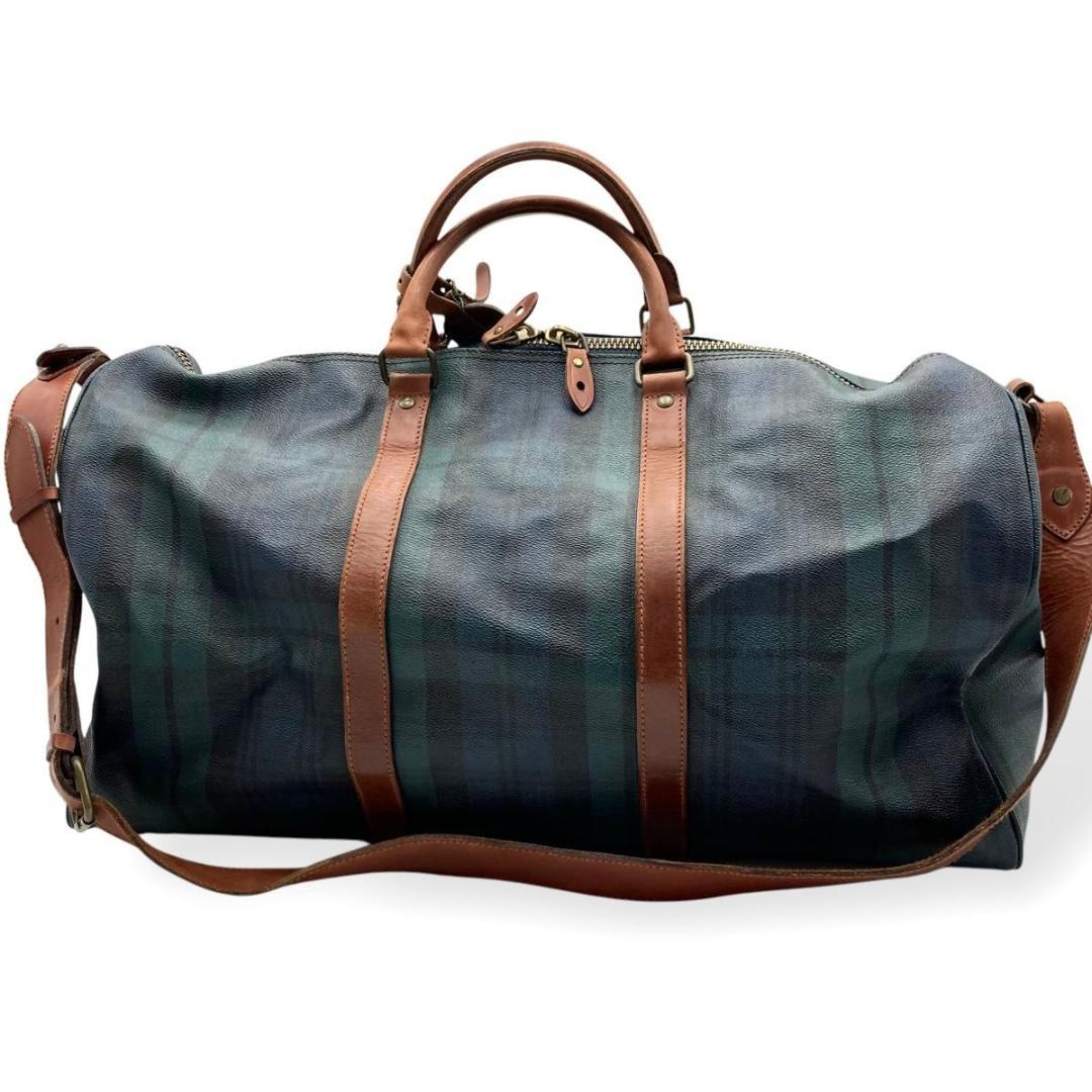 ポロラルフローレン ボストンバッグ 2way チェック柄　PVC ブラシ付き