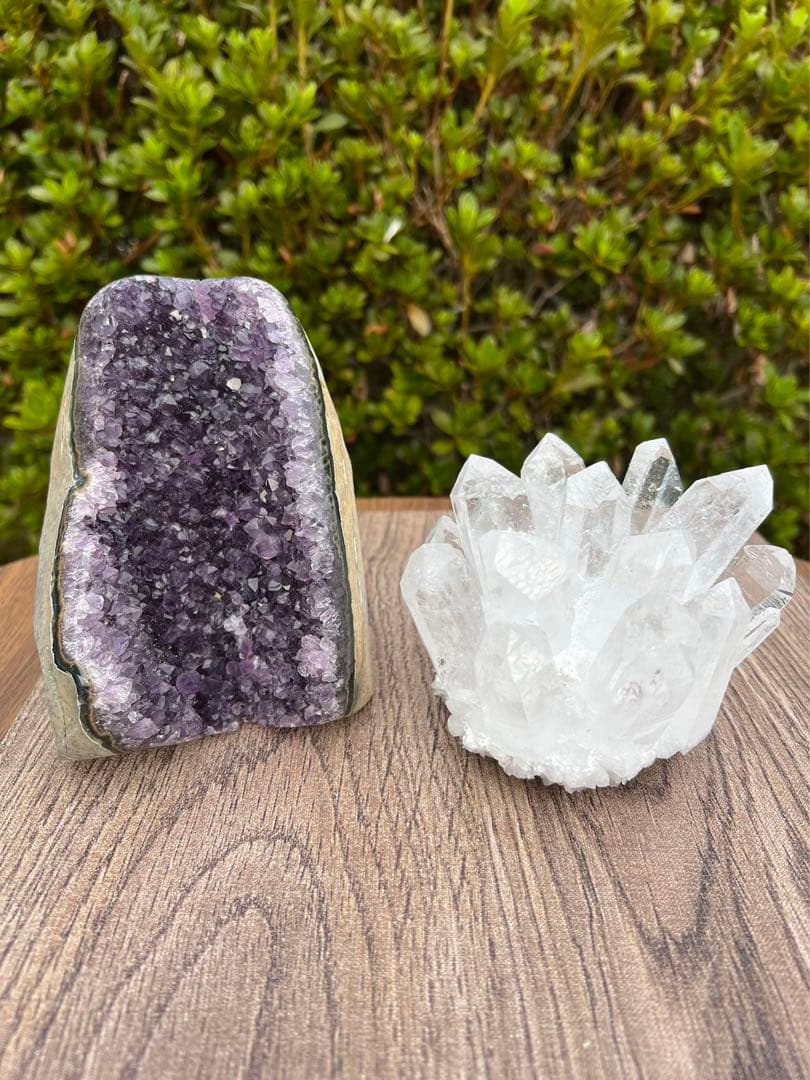 お*ん様 A153 アメジストドーム クラスター ウルグアイ産 と水晶クラスター