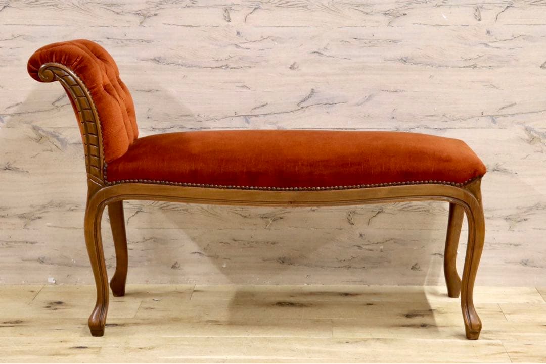 GMIS115A○イタリア製 片肘ベンチ 2人掛けソファー ファブリック 鋲打