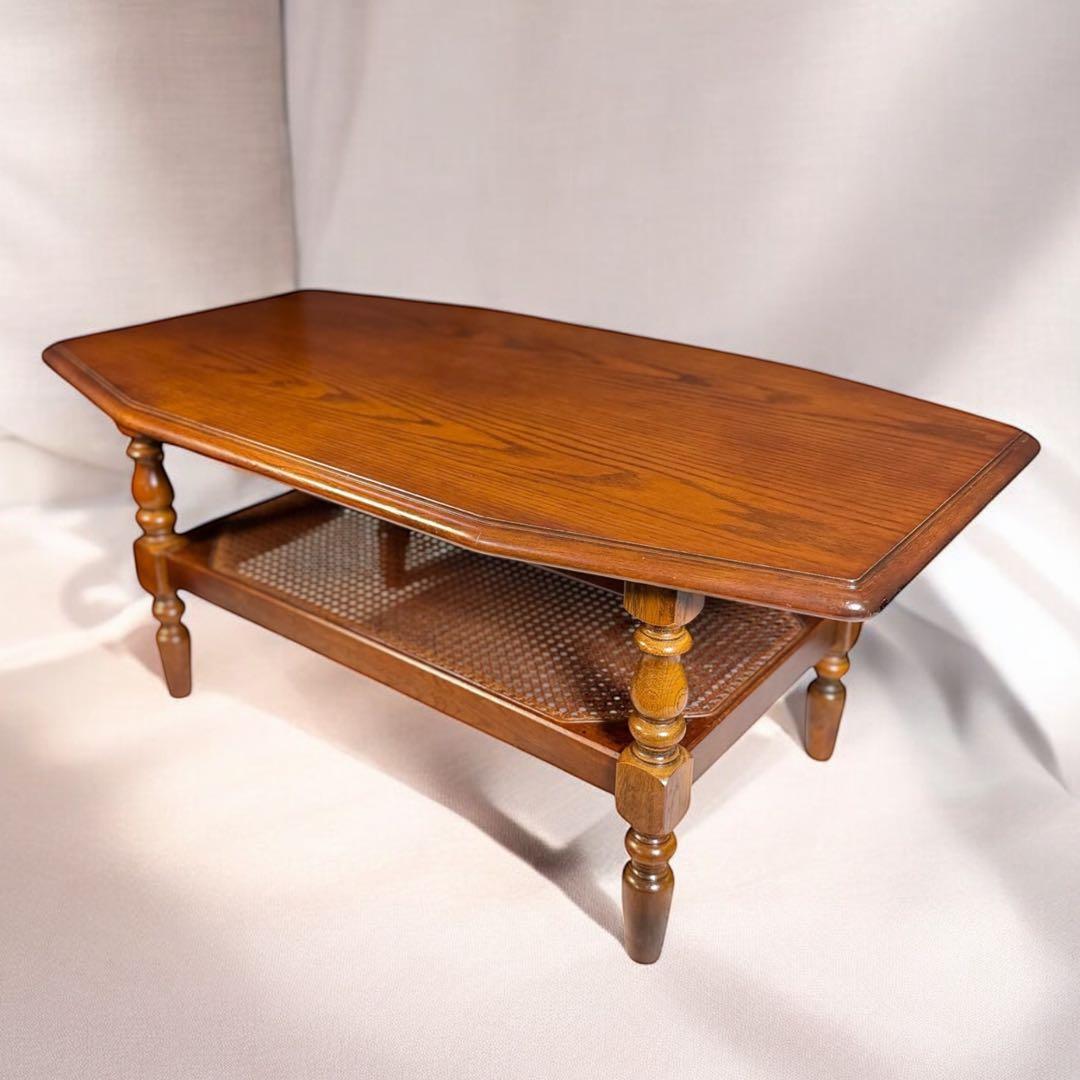 HR727 三越ブルージュ　籐　ラタン　ローテーブル　ティーテーブル