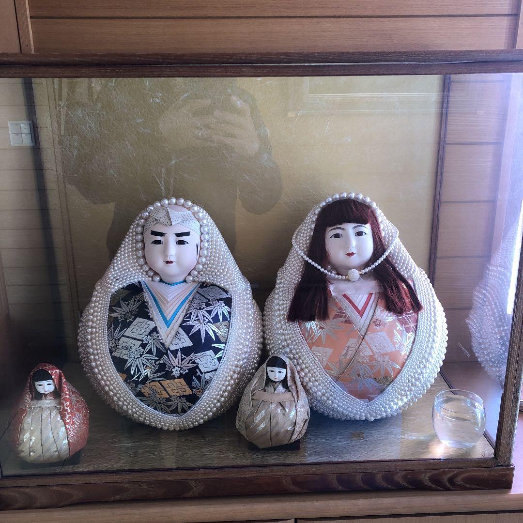 模造真珠の夫婦達磨　ケース付き