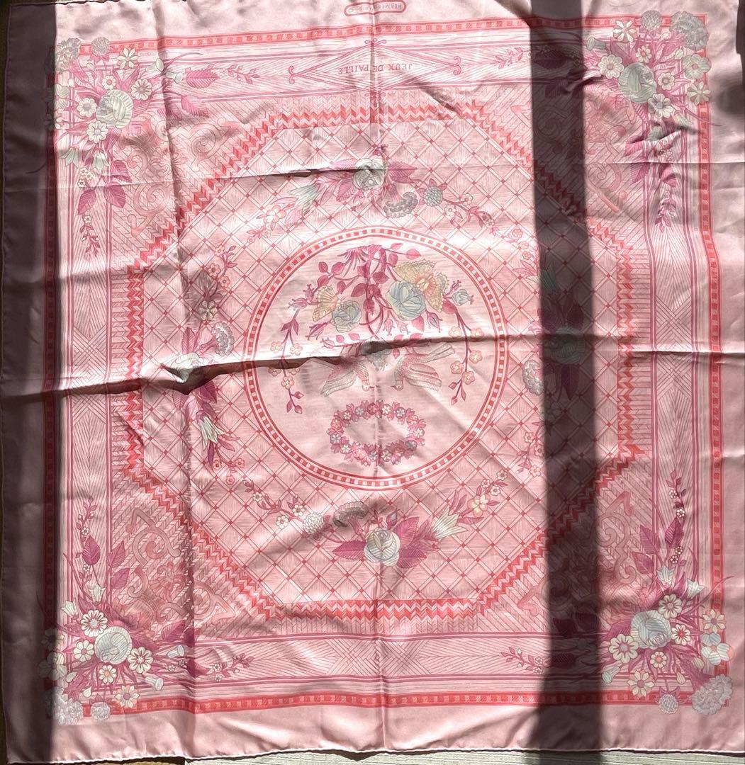 HERMES エルメス スカーフ JEUX DE PAILLE ピンク 美品