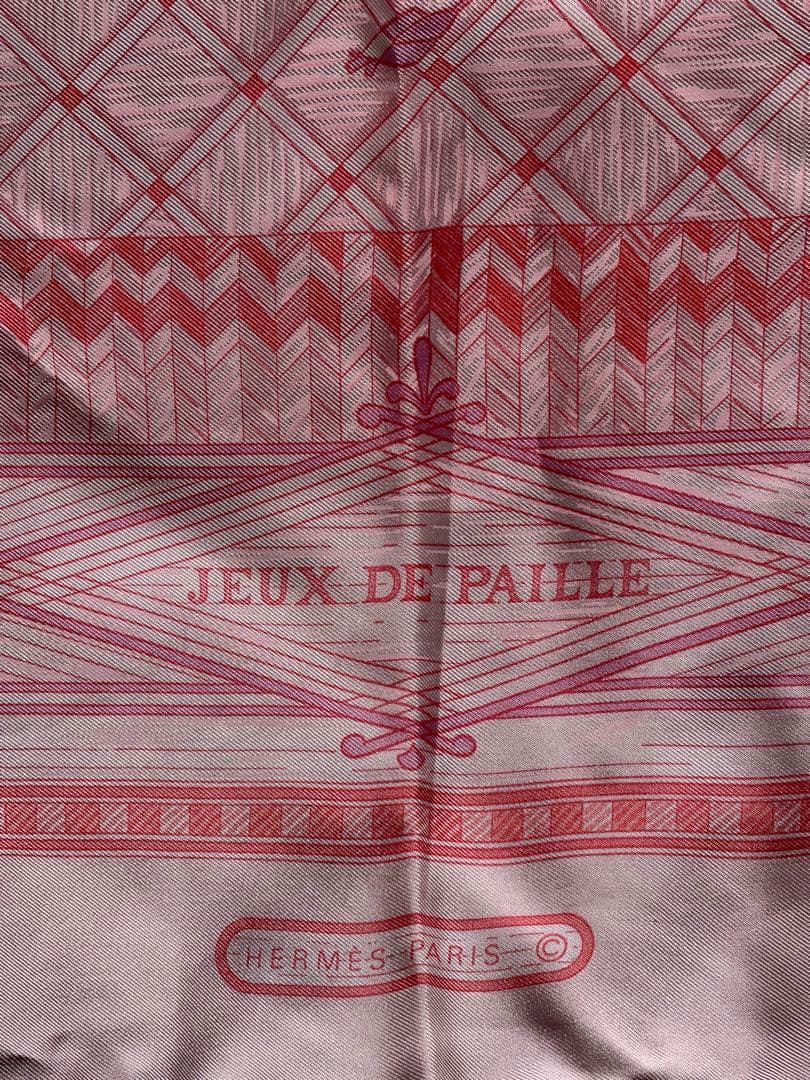 HERMES エルメス スカーフ JEUX DE PAILLE ピンク 美品