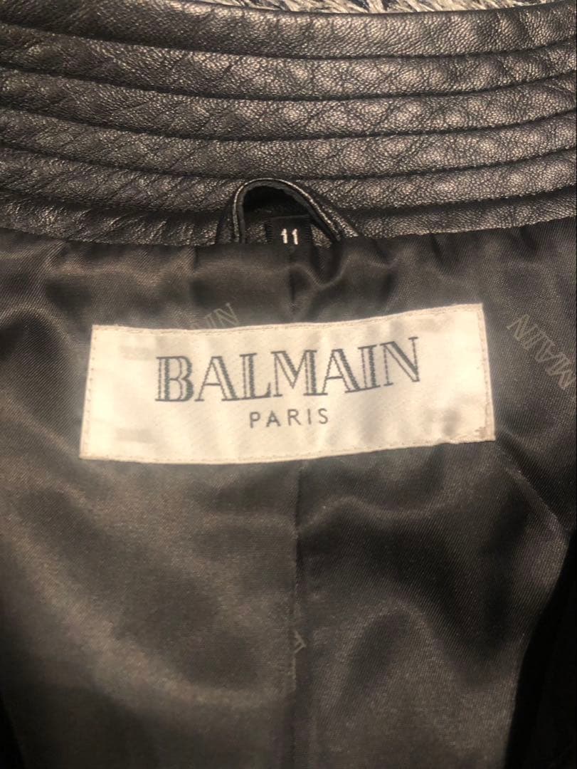 【極美品】バルマン　ベルテッド　レザーコート　羊革　ラムレザー　ブラック　L相当