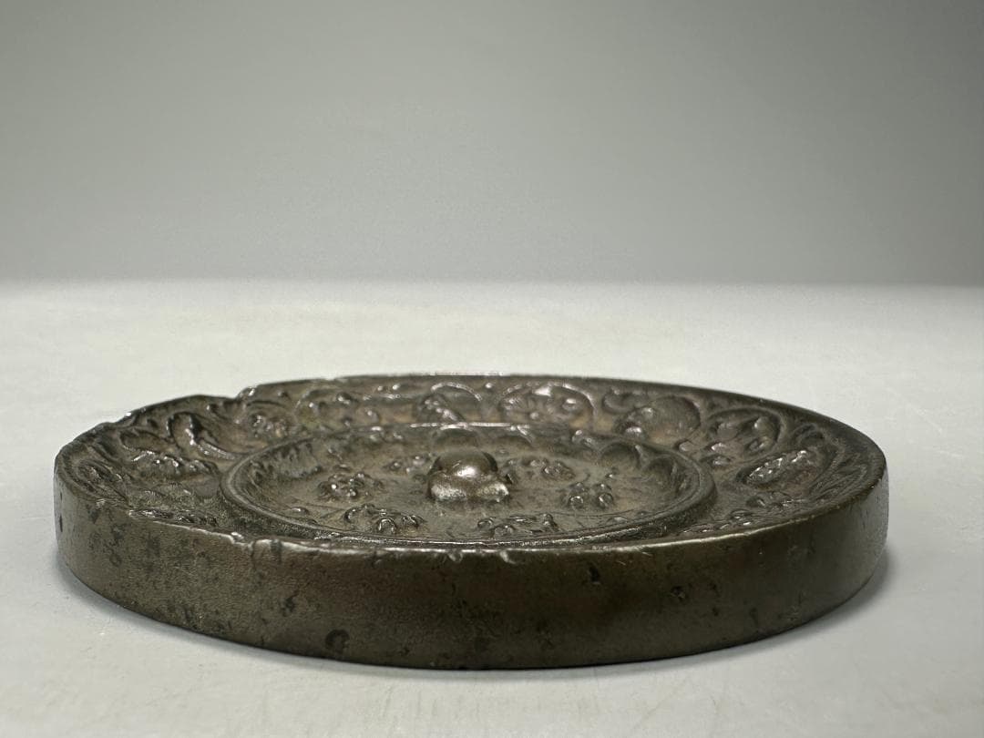 中国美術　唐時代　海獣葡萄文銅鏡　古鏡　時代物　古物保証　旧蔵出し