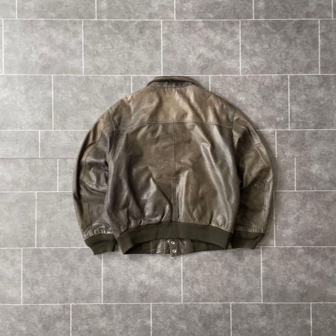 80-90'sa 鬼フェード 本革 A-2 レザーフライトジャケットL 短丈