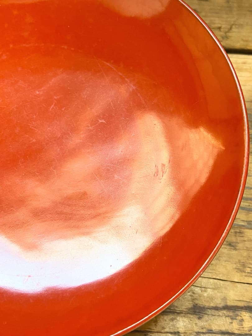 能登蔵出し 輪島塗 朱漆 椿皿 2客セット/ 時代 朱塗 漆器皿 銘々皿 小皿