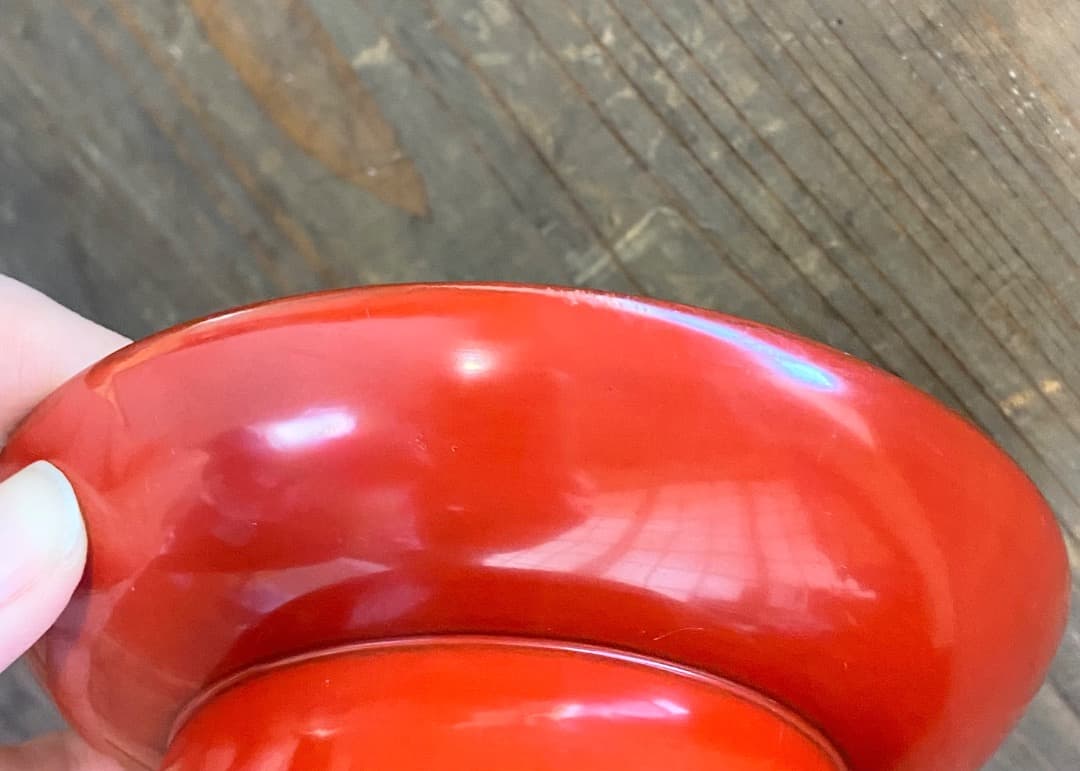 能登蔵出し 輪島塗 朱漆 椿皿 2客セット/ 時代 朱塗 漆器皿 銘々皿 小皿