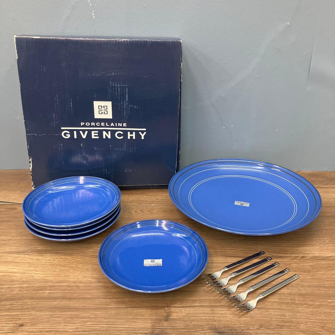 E-1 GIVENCHY ジバンシィ プレート フォーク 5客セット ブルー