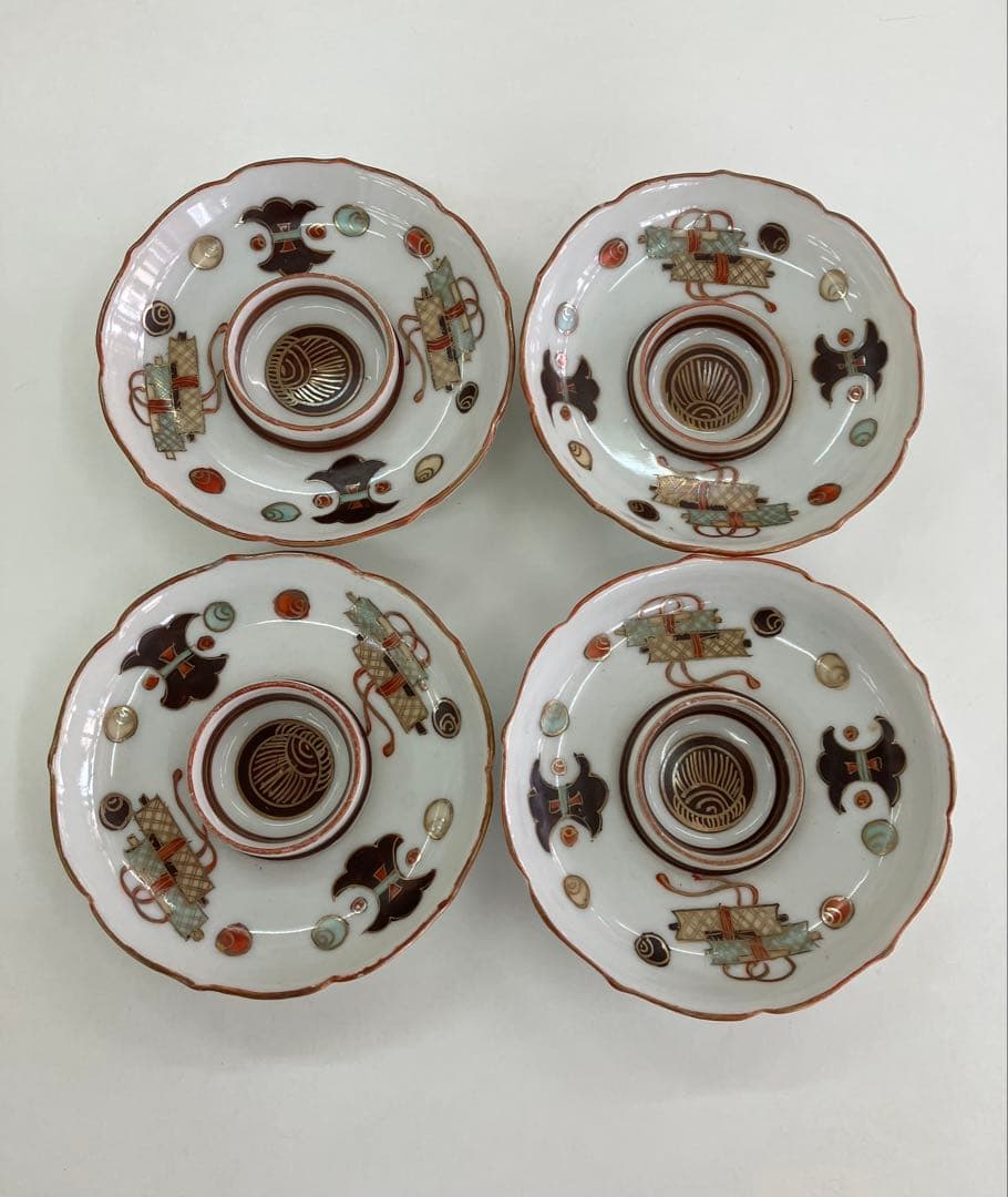 九谷焼 お猪口 受け皿 4枚セット