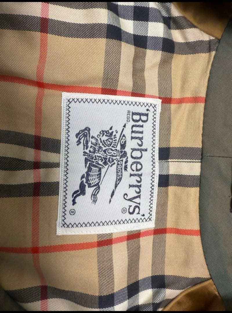 Burberry's オリーブ色 ロングトレンチコート