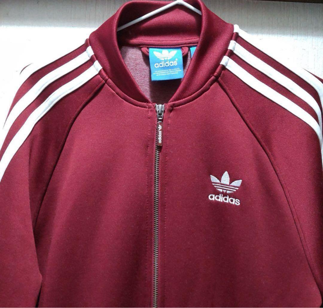 adidas バーガンディ ジャージ ジャケット M