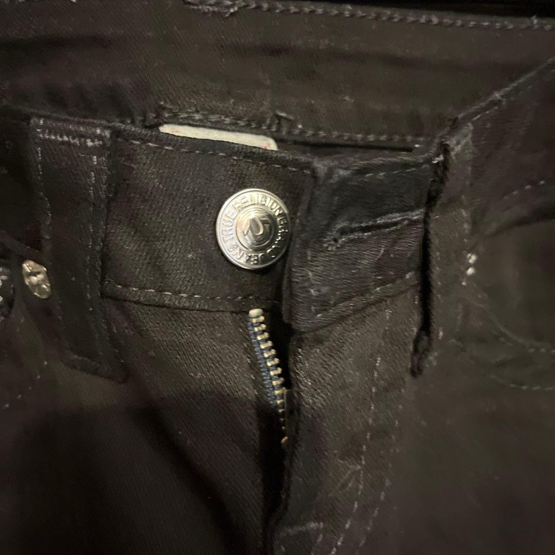 ビジュー付きブラックデニムパンツ　24