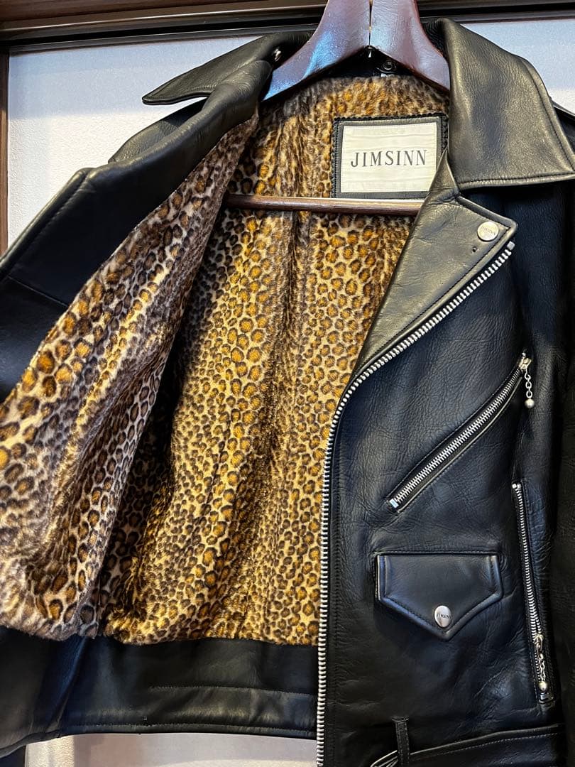 JIMSINN ライダースジャケット　レオパード