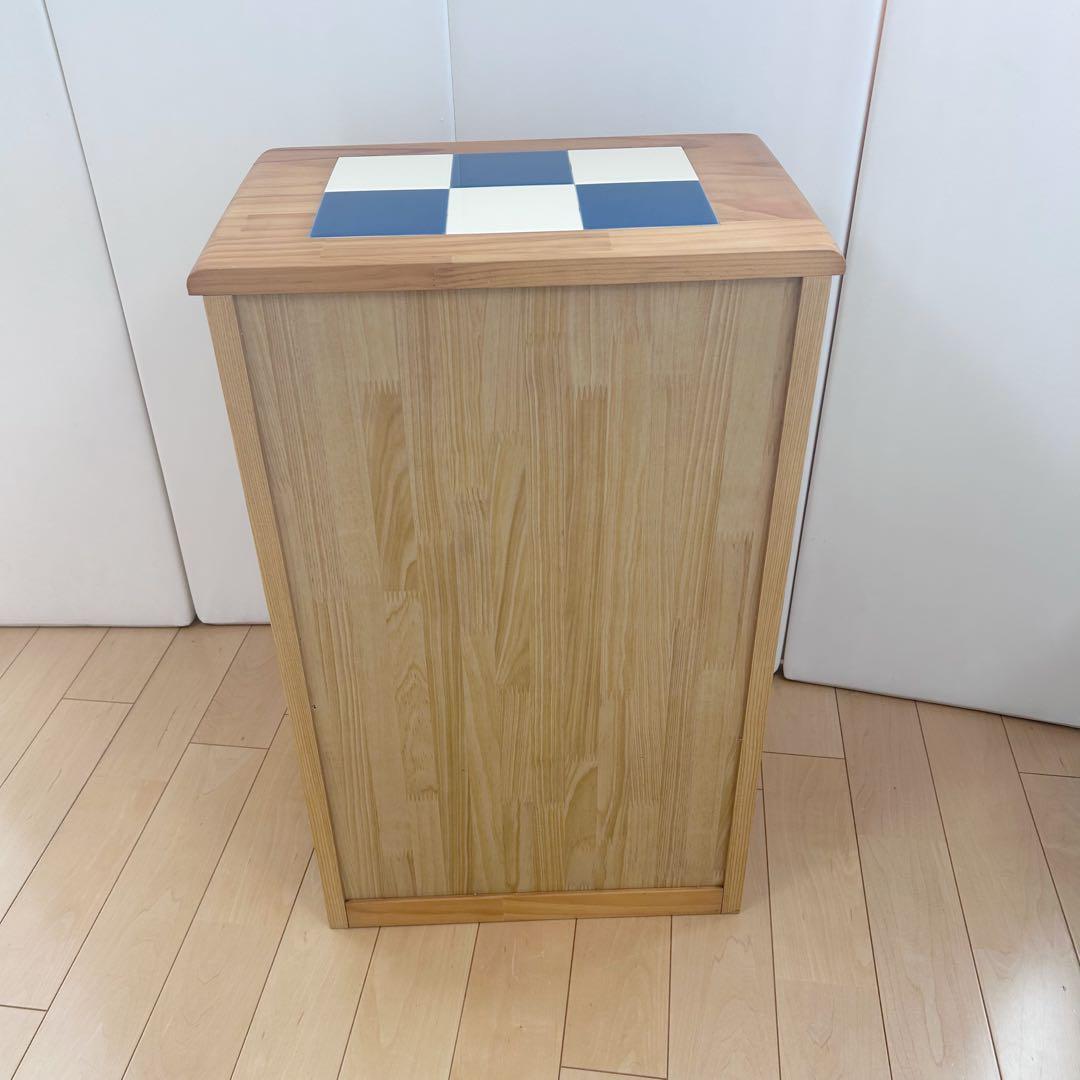 北欧　ダストボックス　パイン集成材　ダスト収納　タイル張り　24ℓバケツ付き