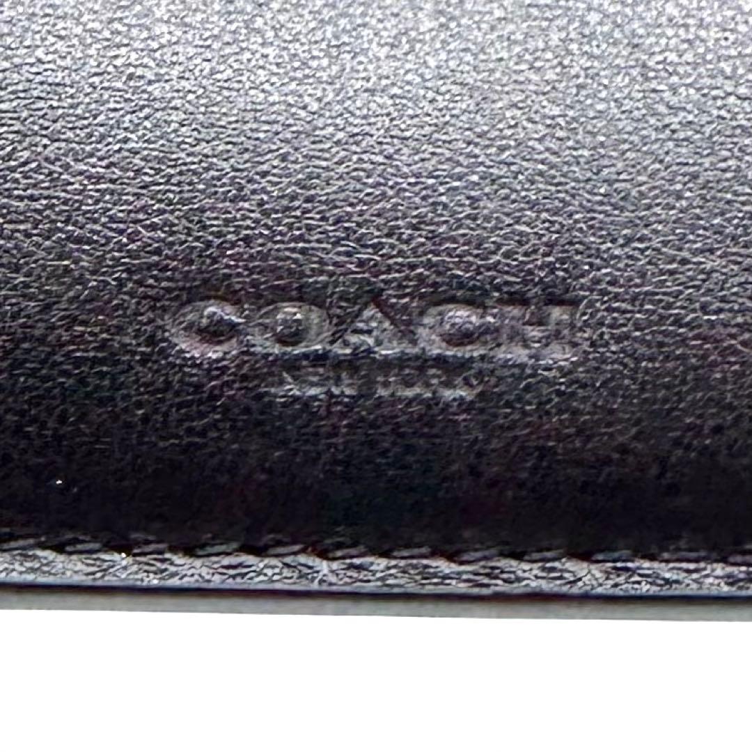 極美品✨COACH コーチ ２つ折り財布 シグネチャー エンボス 本革 ブラック