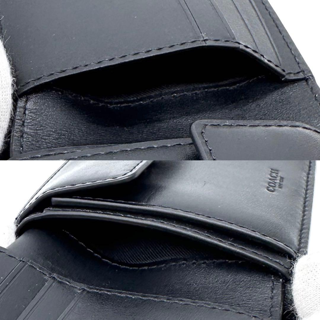 極美品✨COACH コーチ ２つ折り財布 シグネチャー エンボス 本革 ブラック