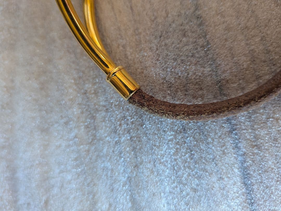 エルメス ジャンボ ブレス チョーカー ブラウン×ゴールド金具 18cm