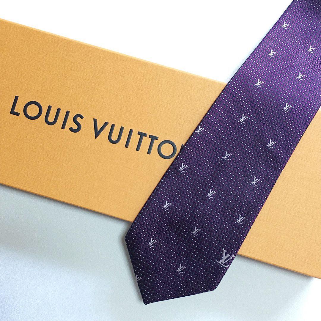 未使用級 ルイヴィトン Louis Vuitton ネクタイ パープル LV柄