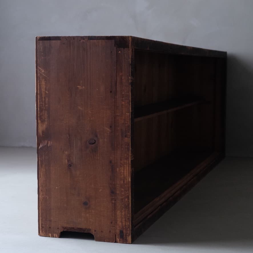 杉材 ガラス戸棚　収納棚 水屋箪笥 置床 テレビ台 古家具 古道具 アンティーク