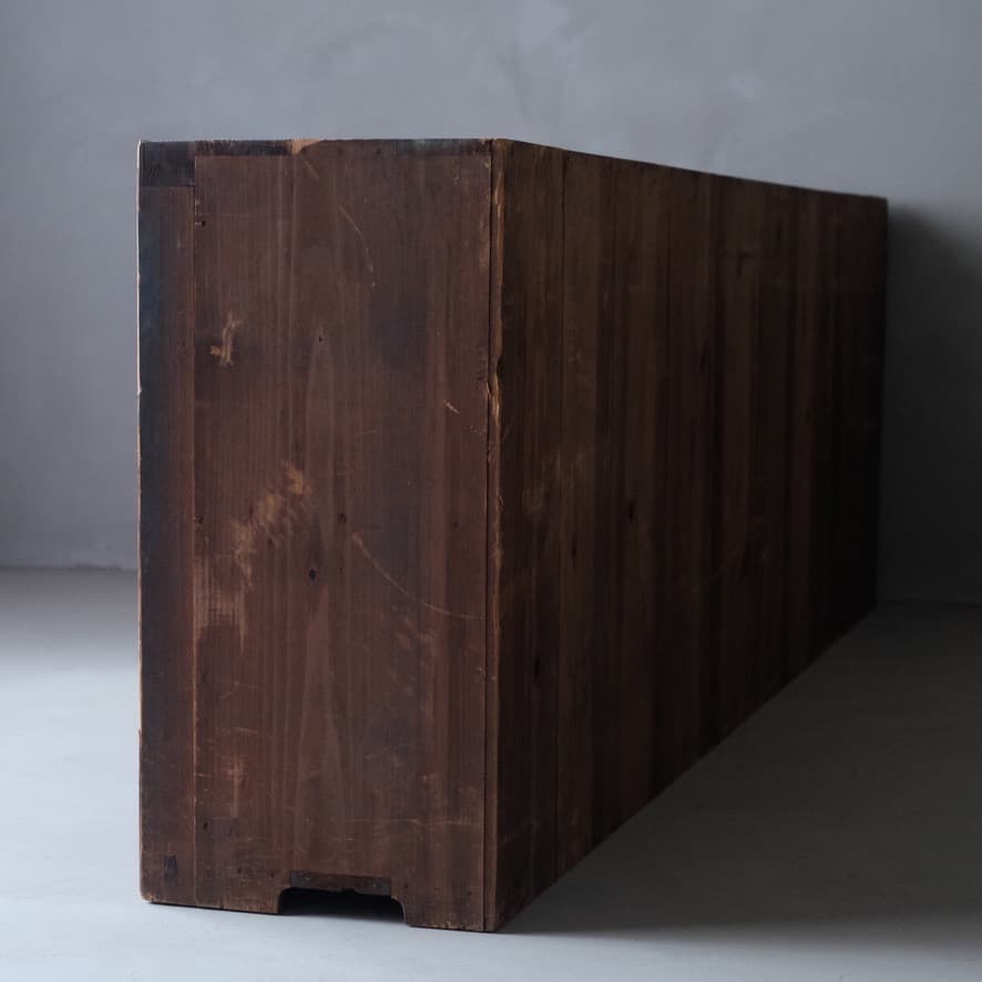 杉材 ガラス戸棚　収納棚 水屋箪笥 置床 テレビ台 古家具 古道具 アンティーク