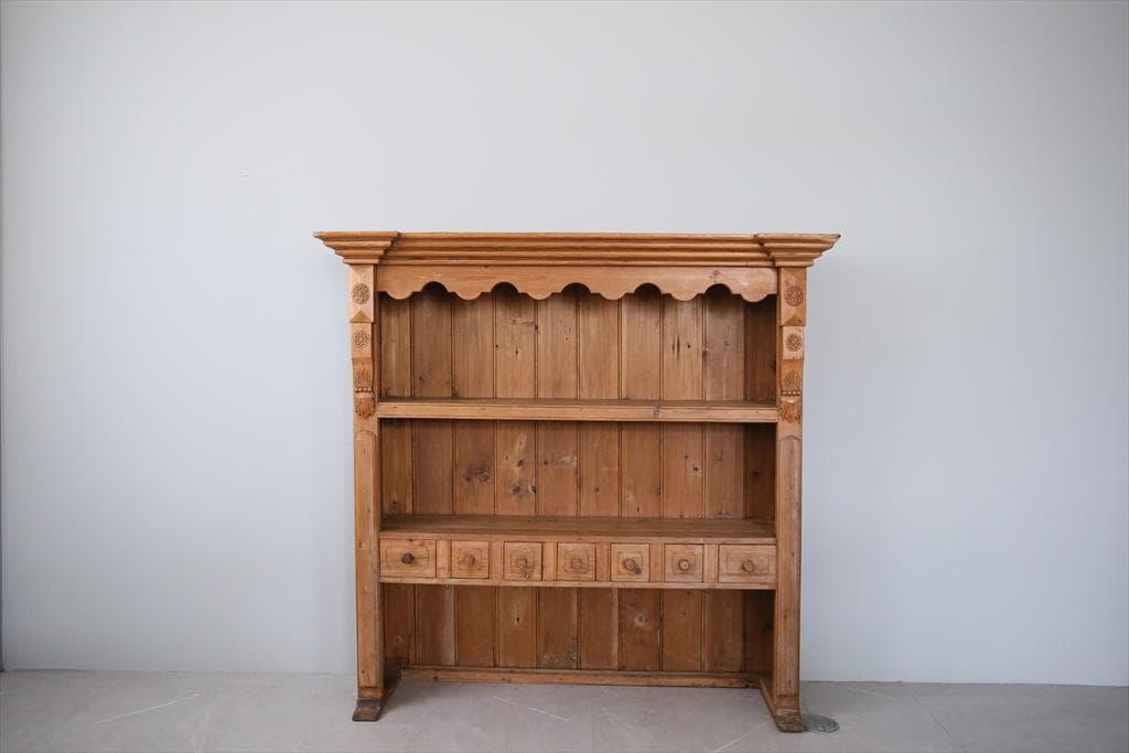 英国アンティーク木製ブックシェルフ/本棚/食器棚/飾り棚/ラック(88-81-2