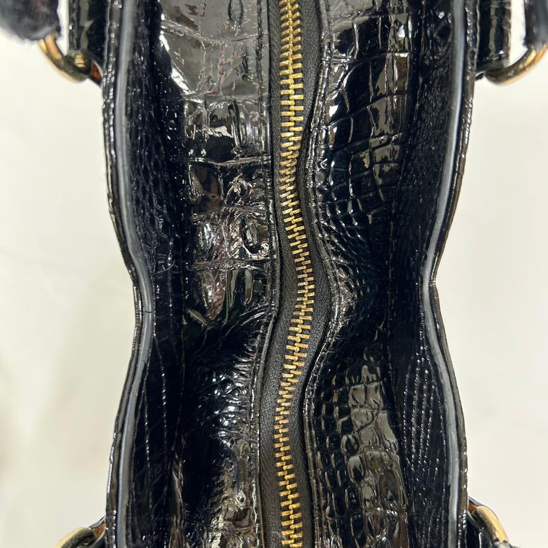 【美品】ヴィヴィアンウエストウッド ハンドバッグ レザー オーブ クロコ 型押し