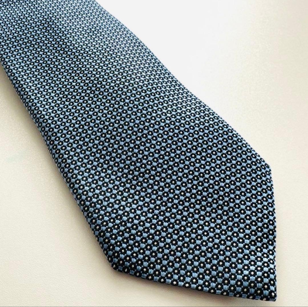 ZEGNA ゼニア ダークブルー ドットパターン ネクタイ