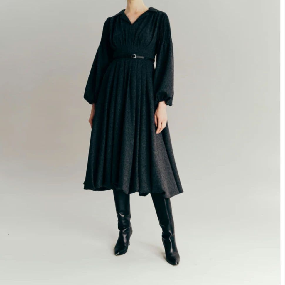 未使用品 L'AUBE BLANC Belted Balloon Dress