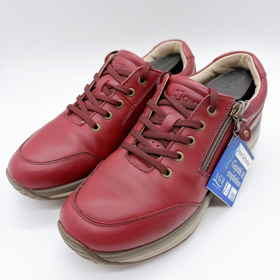 未使用級⭐️JOYA ジョヤ 23.5 スニーカー サイドジップ ワインレッド