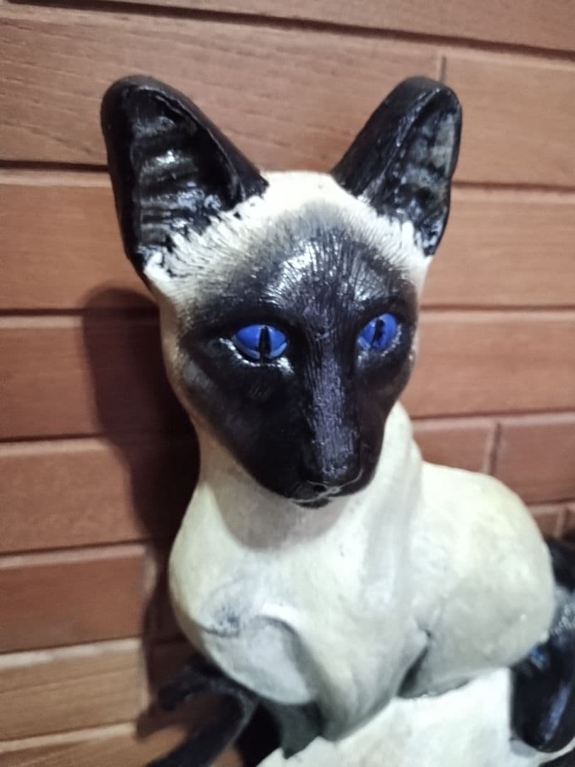 シャム猫 オブジェ ドアストッパー 金属製 置物 ネコ彫刻 インテリア小物 雑貨