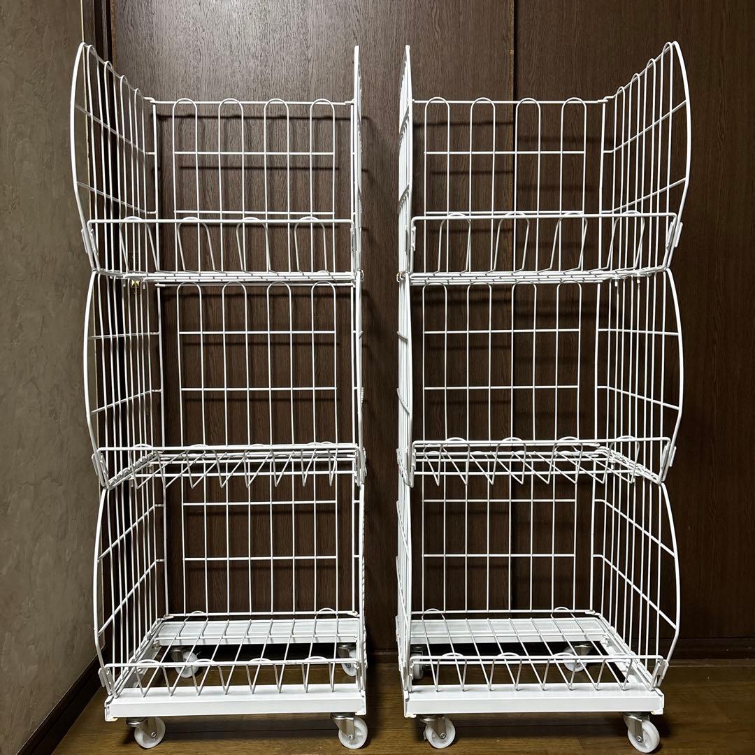 ジャンブルバスケット　ワイヤーラック　3段タイプ　2個セット