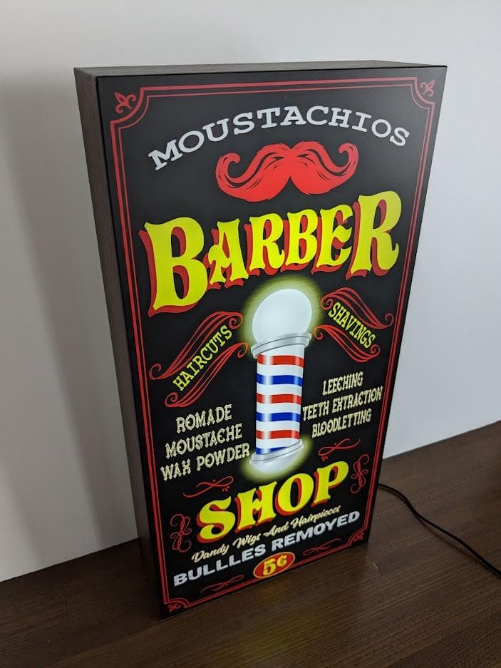 【Lサイズ】バーバー 理容室 床屋 ビンテージ ロカビリー 看板 ライトBOX