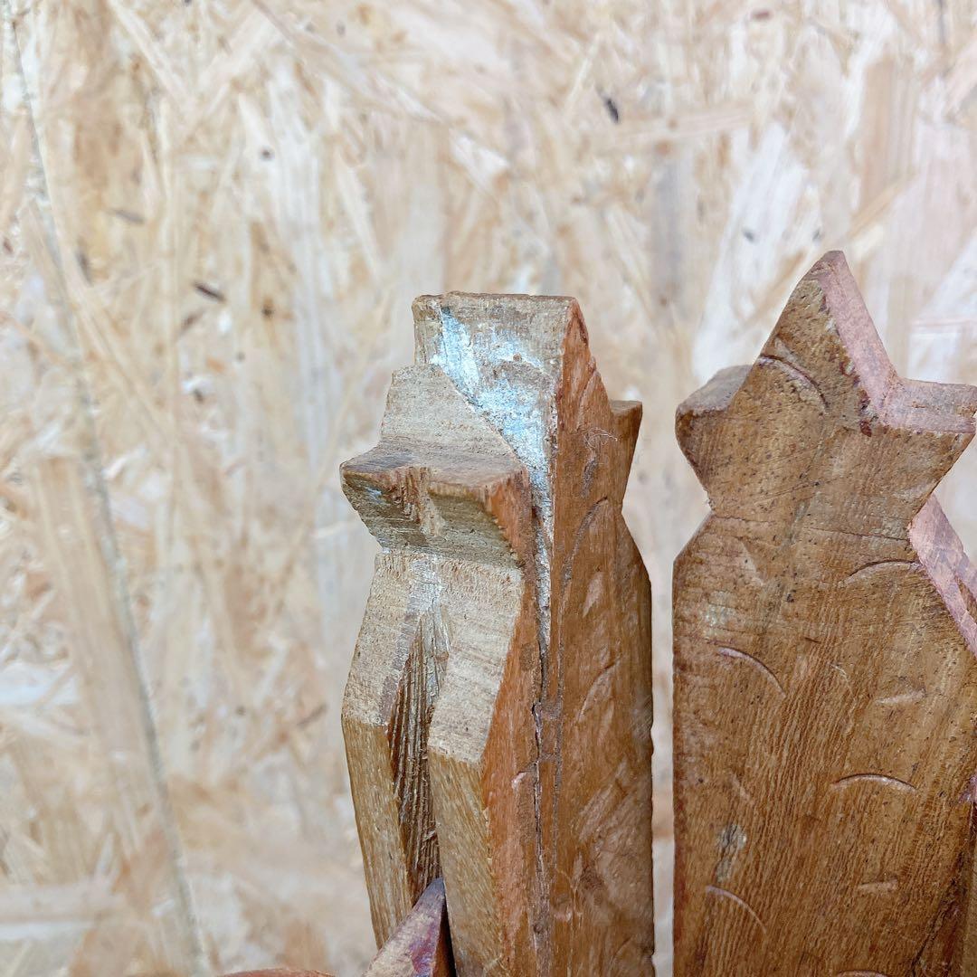 木製　透かし彫り　4連　パーテーション　アジアン家具　ビンテージ