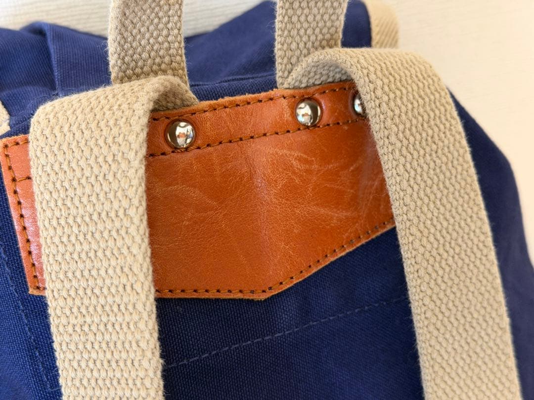 一澤帆布/リュック/バッグ/京都/かばん/旧ロゴ/デイパック/ポケット/ネイビー