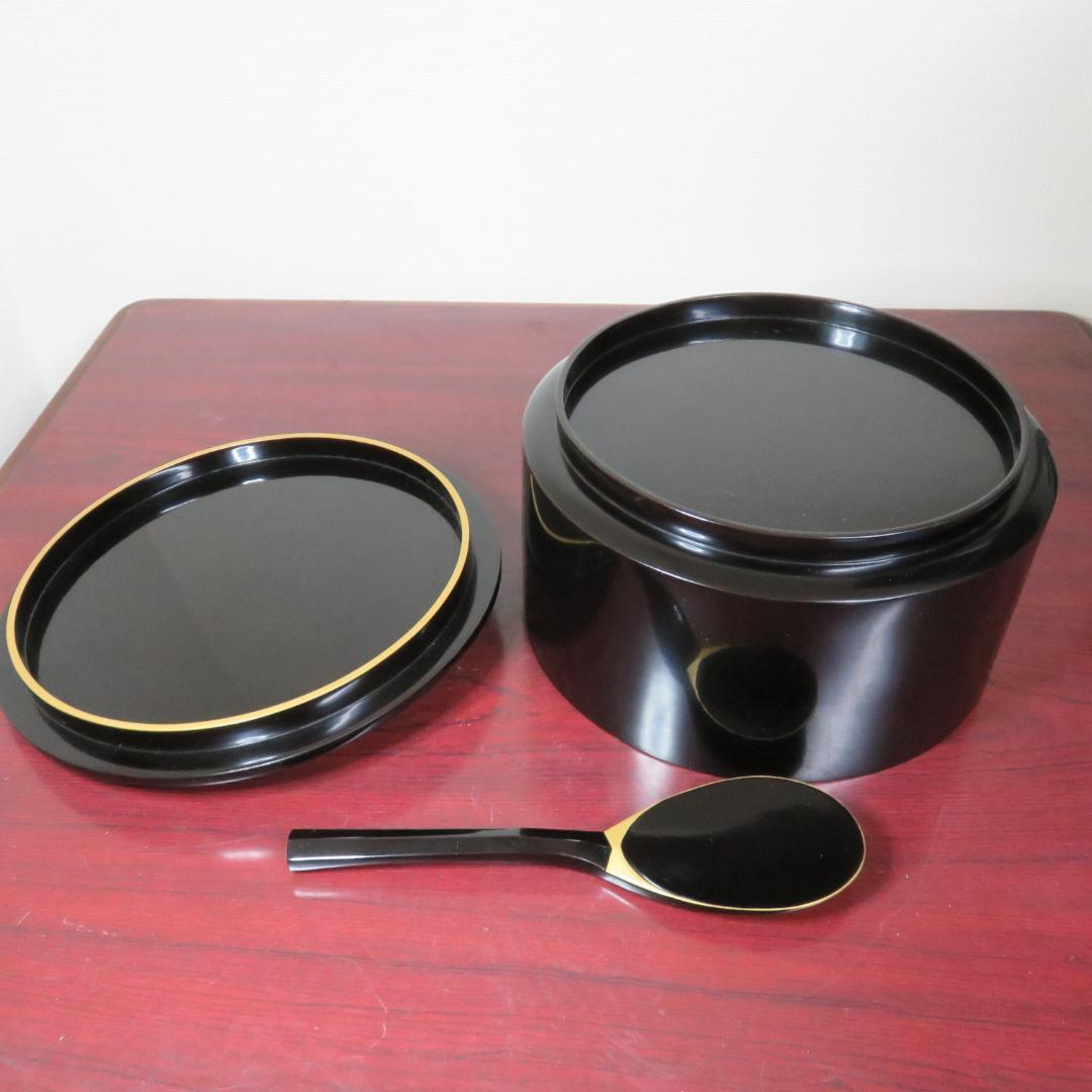おひつ 御櫃 お膳 木製 漆塗り 漆器 黒塗 しゃもじ付き