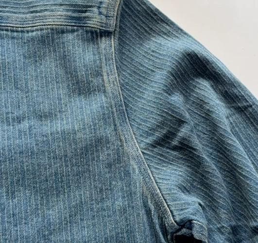 送料無料/新品未使用ヘビーアメリカンRRLヘリンボーンデニムシャツ（L）