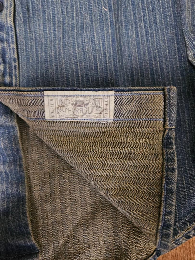 送料無料/新品未使用ヘビーアメリカンRRLヘリンボーンデニムシャツ（L）