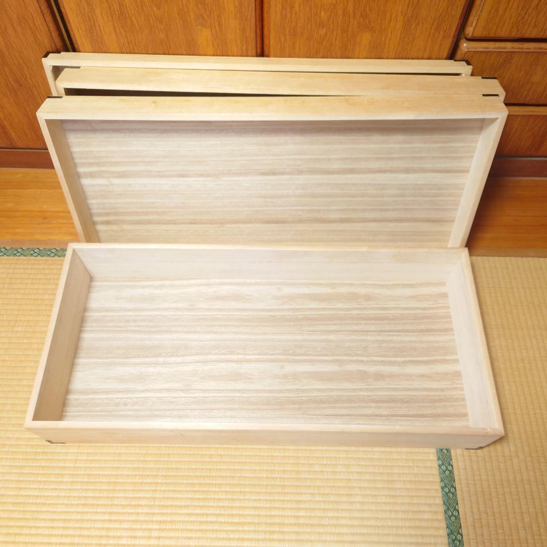 【美品】桐箱3段　蓋付き桐ケース　着物 衣装箱 収納ケース 和家具
